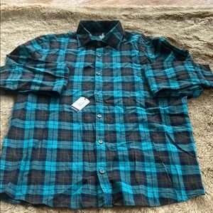 johnnie-O Blue and Orange Casual Button Down Shirt